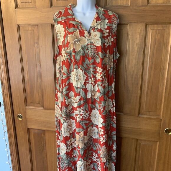 Vintage Deadstock Essentials by Lee Floral Sleeveless Button Down Maxi Dress 18W - Picture 1 of 9